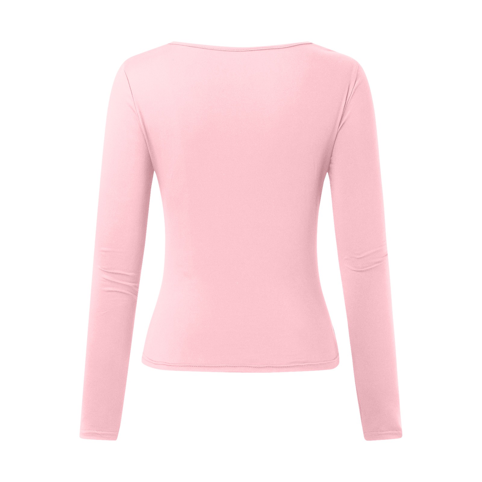 thumbnail image 5 of Tops ajustados para mujer: top corto de manga larga y cuello redondo, básico, ajustado, mezcla de poliéster, para entrenamiento/yoga/informal, tallas S-XL, 5 of 5